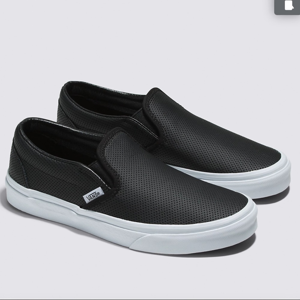 Black Vans - PERF LEATHER SLIP-ON SHOE